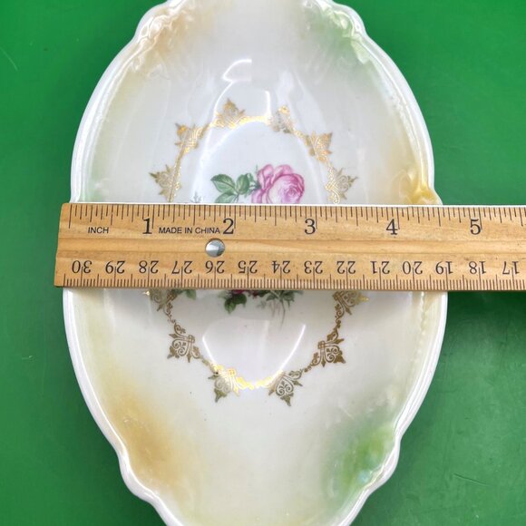 Schumann Bavaria Eleanor Oval Serving Bowl 8" Floral Gold Trim Vintage Germany - Picture 5 of 12